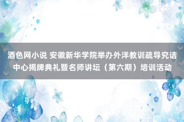 酒色网小说 安徽新华学院举办外洋教训疏导究诘中心揭牌典礼暨名师讲坛（第六期）培训活动