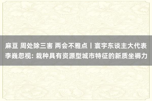 麻豆 周处除三害 两会不雅点丨寰宇东谈主大代表李巍忽视: 栽种具有资源型城市特征的新质坐褥力