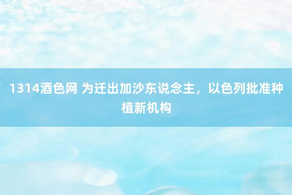 1314酒色网 为迁出加沙东说念主，以色列批准种植新机构